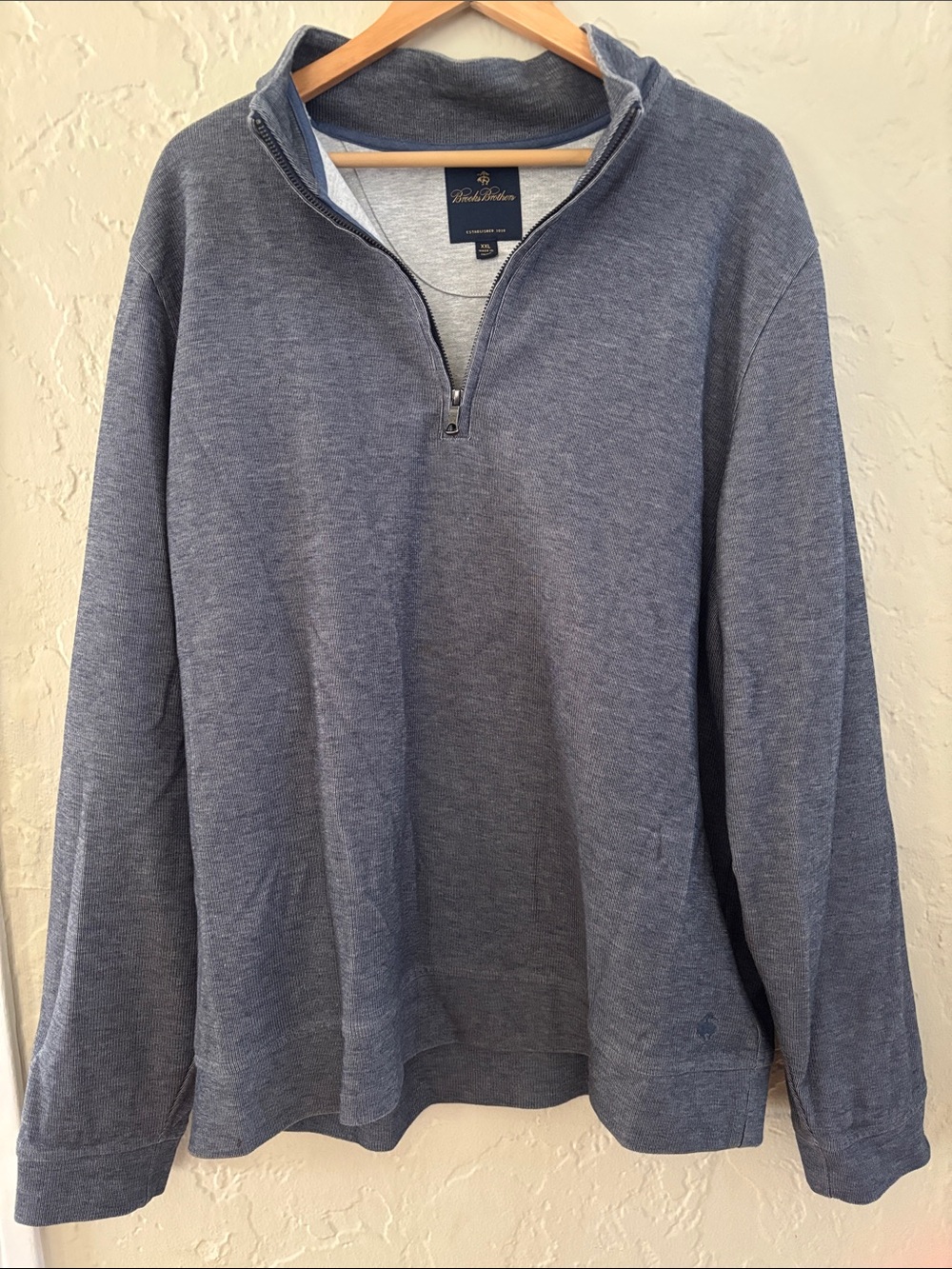 Brooks Brothers Heathered Blue Quarter-Zip Pullover